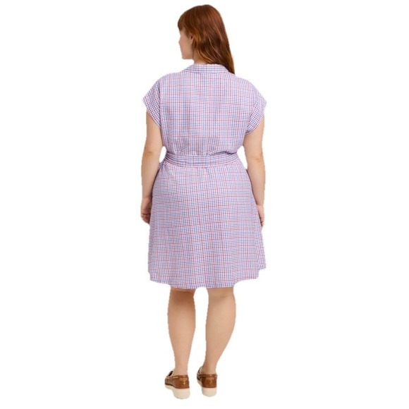 Draper James Trisha Shirtdress Woman XL Cotton Dress Red White Blue Lined Button - Picture 3 of 13